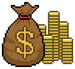 Pixel Art Gold Money Sticker