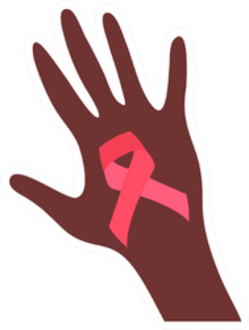 Cancer Ribbon In Girls Hand Illustration Sticker