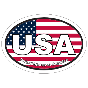 United States Of America Usa American Flag Oval Sticker