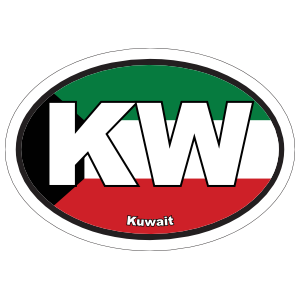Kuwait Kw Flag Oval Sticker