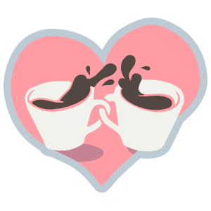 Coffee Cups In Heart Sticker