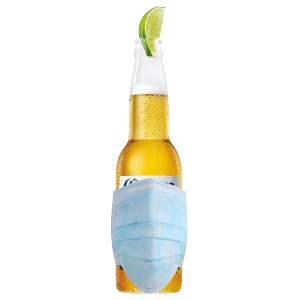 Coronavirus Beer Bottle with Mask Sticker