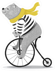 Cute Bear on Bicycle Sticker