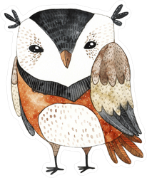 Funny Watercolor Owl Sticker