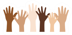 Unity, People With Different Skin Colors Raising Hands Sticker