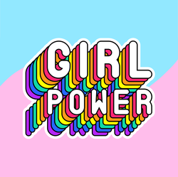 Retro Rainbow Girl Power Sticker