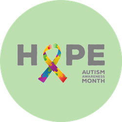 Hope Autism Awareness Month Ribbon Lettering Sticker