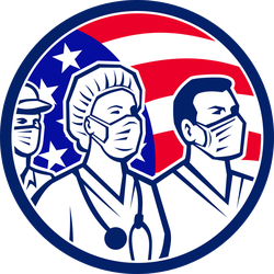 Medical Healthcare Workers As US Heroes Retro Sticker