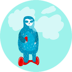 Blue Vaping Sloth On Hoverboard Sticker