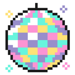 Disco Ball Icon In Pixel Art 70s Sticker