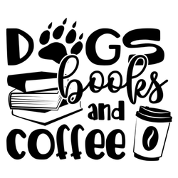 Dogs Books And Coffee Lettering Sticker