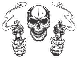 Skull and Smoking Guns Sticker