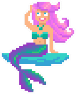 Pixel Art Mermaid On Stone Sticker