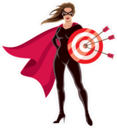 Female Superhero Holding Target Sticker