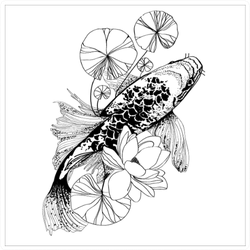Illustration Of Koi Fish Sticker