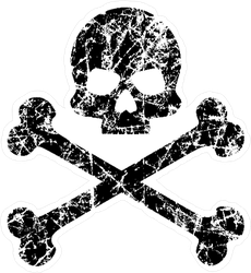 Tattered Skull and Bones Pirate Sticker