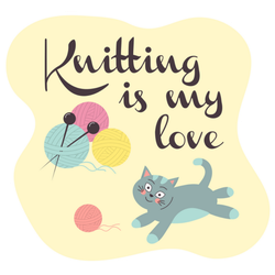 Cute Cat Knitting Is My Love Sticker