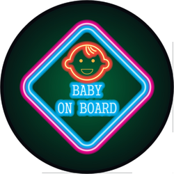 Neon Baby on Board Diamond Sticker