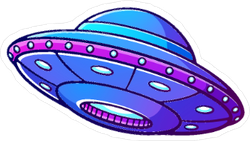 Purple Alien UFO Sticker