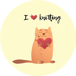 I Heart Knitting Cute Cat Sticker