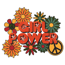 Girl Power 60s Floral Slogan Sticker