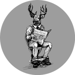 Hand Drawn Ink Hipster Deer Reading Newspaper Sticker