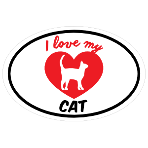 Handwritten I Love My Cat With Heart Oval Magnet