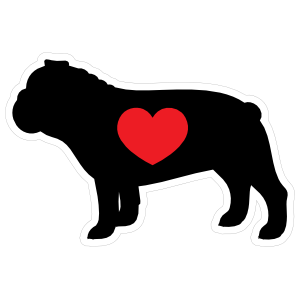 I Love My Bulldog Silhouette With Heart Magnet