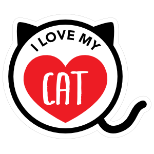 I Love My Cat Kitty Heart Circle With Tail Magnet