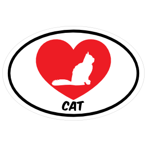 I Love My Cat With Bushy Tail And Heart Oval Magnet