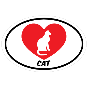 I Love My Cat With Curly Tail And Heart Oval Magnet