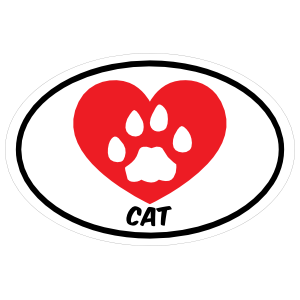 I Love My Cat With Heart And Paw Oval Magnet