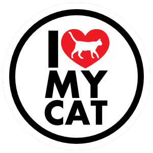 I Love My Cat With Heart Circle Magnet