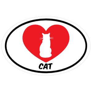 I Love My Sitting Cat With Heart Oval Magnet
