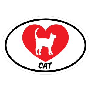 I Love My Standing Cat With Heart Oval Magnet