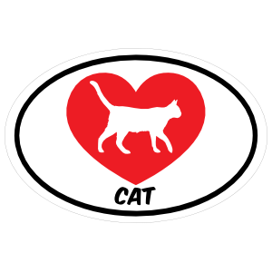 I Love My Walking Cat With Heart Oval Magnet