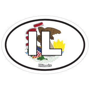 Illinois Il State Flag Oval Magnet