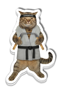 Stack of Karate Cat stickers