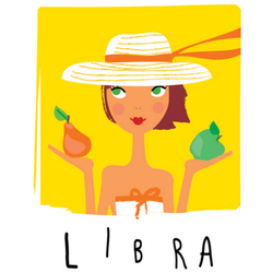 Libra As A Woman Holding An Apple And Pear Sticker
