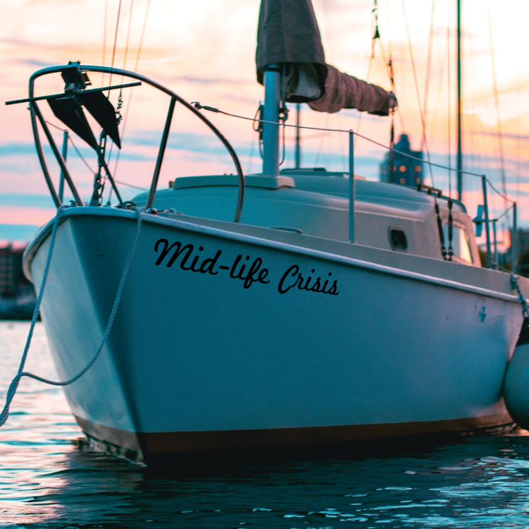 Mid Life Crisis Custom Boat Name Sticker