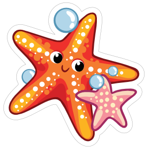 Orange and Pink Starfish Sticker