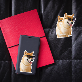 Shiba Inu with Sunglasses and Necklace Puppy Sticker