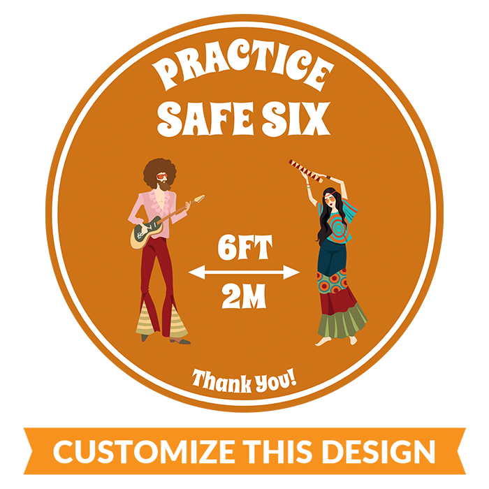 Retro "Practice Safe Six" Customizable Floor Sticker