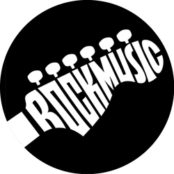 Rock Music Lettering In The Shape Of Guitar Headstock Sticker