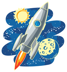 Rocket Flying Through Outer Space Sticker