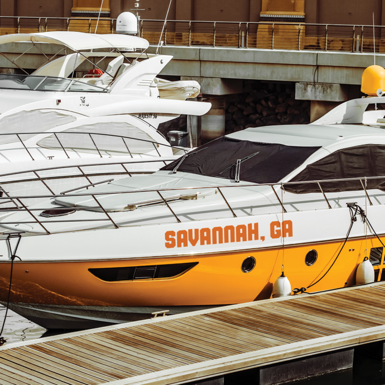 Savannah Custom Port Sticker On Boat