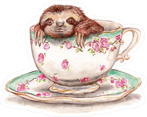 Sloth In A Teacup Sticker