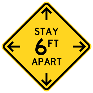 Stay 6 Ft Apart Caution Sign Floor Sticker