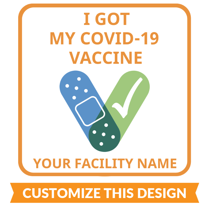 Customizable Square CDC Covid-19 Vaccine Sticker