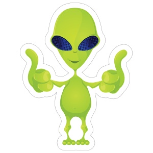 Thumbs Up Green Alien Sticker